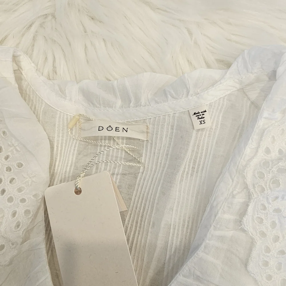 NWT DOEN Henri Eyelet Trim Top - Salt Eyelet XS - Picture 6 of 7
